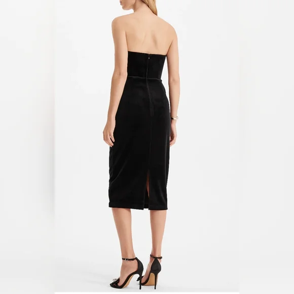 ✨️Final Price✨️NWT sz Xs Express Black Velvet Midi Cocktail Dress - Picture 6 of 8